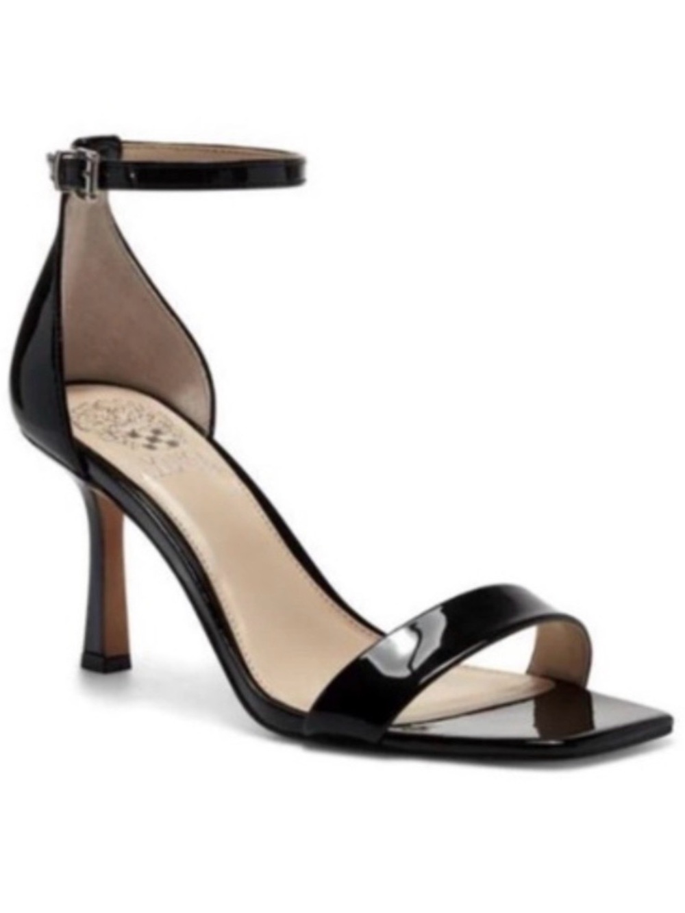 Vince Camuto Black Patent Ankle-Strap Heels